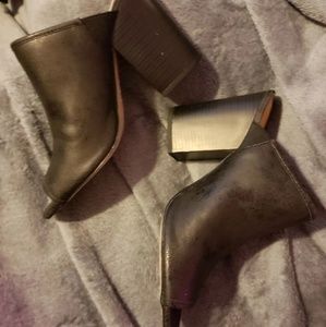 Distressed vegan/faux leather mules